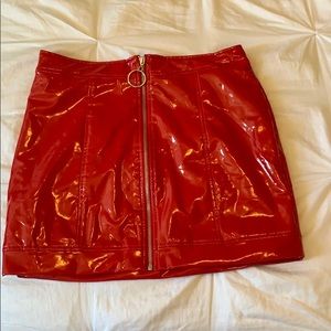 Red latex skirt